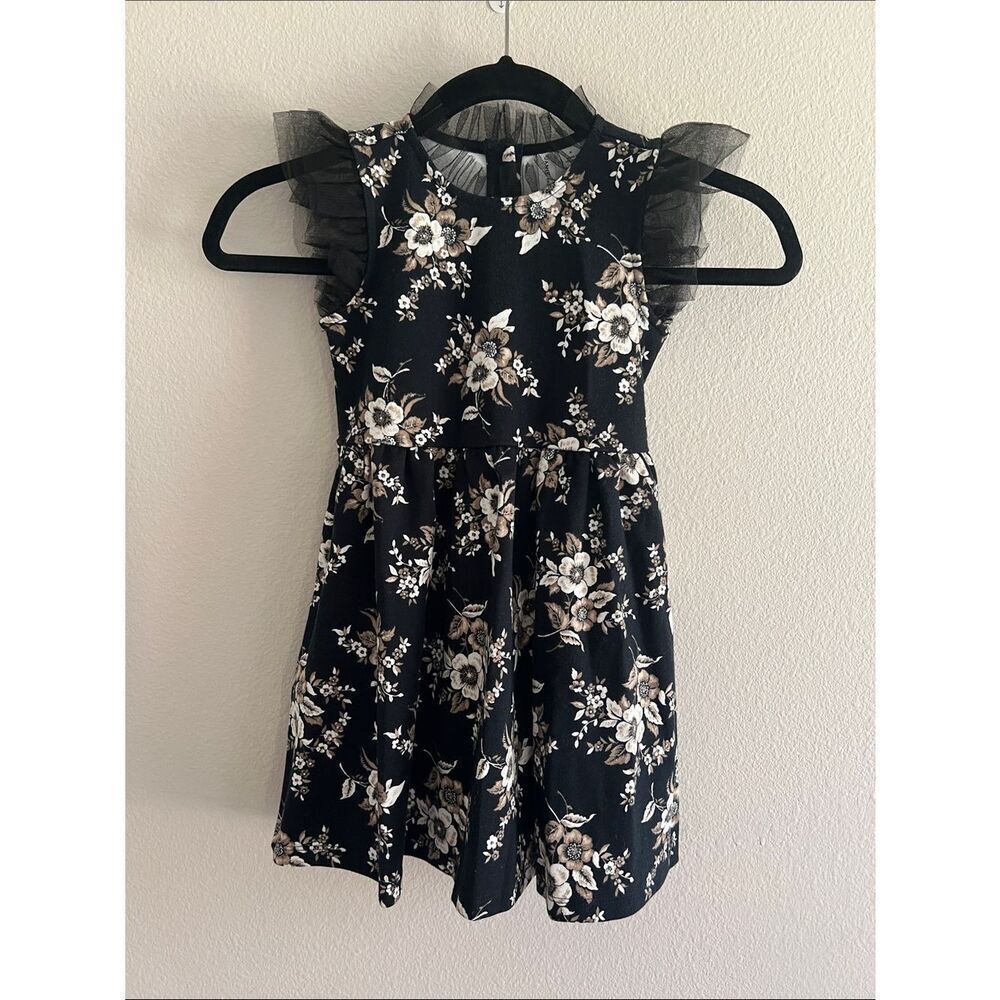Janie and Jack Black Floral Floral Ponte Dress 4